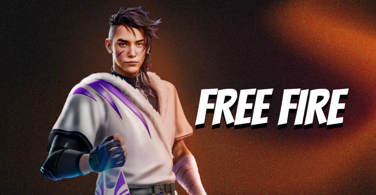 Free Fire character in white and purple outfit