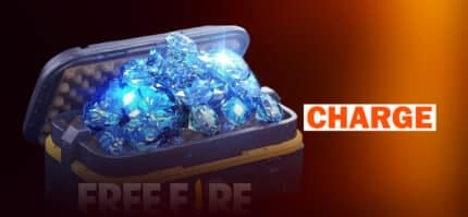 Box of blue gems with charge text.