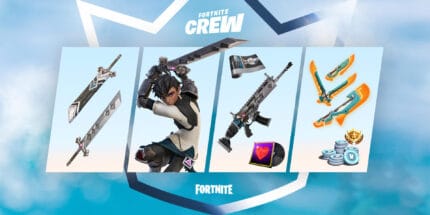 Fortnite Crew Pack: New outfit, weapons, and wrap.